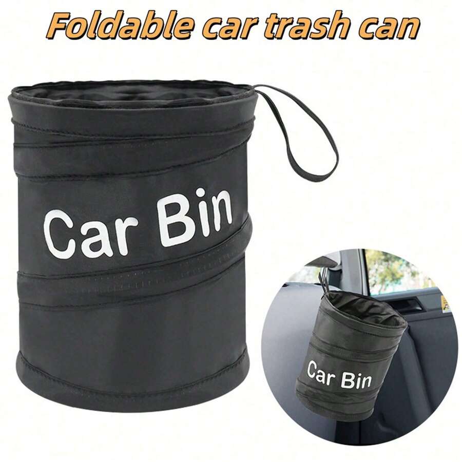 1pc Portable Multifunctional Car Folding Garbage Bin, Foldable Car Garbage Bin Storage Bin, Hanging Car Garbage Bin, Car Storage Bin, Backrest Storage Bag, Car Seat Storage Bin, Camping Spiral Bin, Car Accessories, Suitable For In Car Garbage Storage