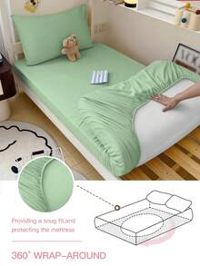 1 件纯色儿童床笠，9.84 英寸/25 厘米深口袋设计，完美贴合大多数床垫。色彩鲜艳多样，可机洗，适用于宿舍/客房/宿舍楼（不含枕套），通过 Oeko-Tex 认证