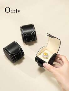 Oirlv 1pc Creative PU Leather Ring Pouch, Portable Travel Jewelry Storage Bag, Minimalist Premium Ring Organizer, Suitable For Daily Jewelry Display And Storage