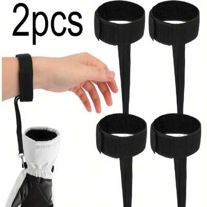 2pcs Ski Glove Safety Wrist Strap, Durable Adjustable Glove Leash, Unisex Hanging Outdoor Glove Accessory With Keychain, Practical Accessory For Snowboarding, Mountaineering, Outdoor Activities, Essential Winter Skiing Gear