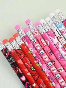 Valentine's Day Series Pencils & Stationery, Heart Pattern, Includes Eraser, Heart-Shaped Pencil Design, Writing & Art Supplies - Multicolor - View 5