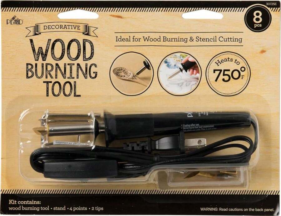 Plaid Wood Burning And Stencil Cutting Tool, - White - View 1