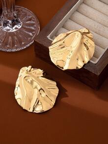 1 paire de boucles d'oreilles clous géométriques rondes en métal de style nordique, accessoire pour le port quotidien des femmes - Or jaune - Voir 5