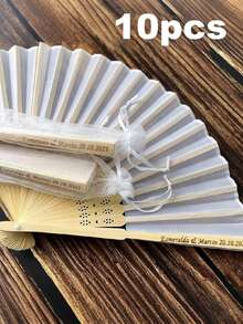 Abanico de mano personalizado para boda, abanico plegable con letras blancas talladas, regalos personalizados para damas de honor, abanicos para eventos especiales, boda de verano, estilo campestre, estilo retro, unisex, útiles escolares, adecuado para adolescentes, escuela secundaria, preparatoria, universidad, accesorios de boda personalizados, ligero y cómodo - Multicolor - Ver 15