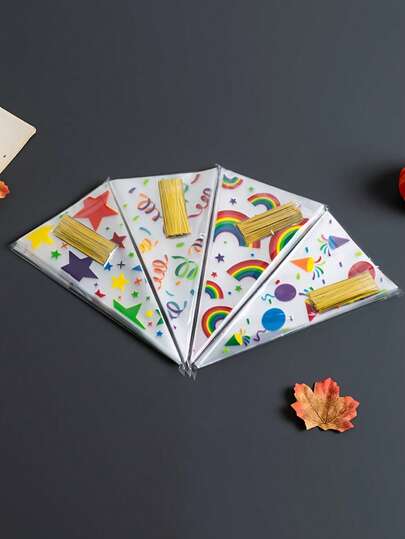 100pcs Cone-Shaped Glass Paper Bags With Gold Twist Ties - Ideal For Packaging Popcorn, Candies And Food Gifts - Reusable, Durable And Easy To Use - Perfect For Small Businesses, Bakeries, Party Supplies, Theme Parties Decor And Packaging