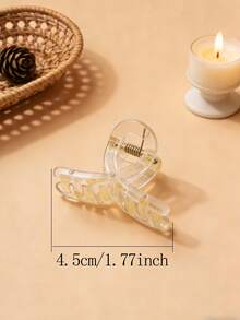 5-Piece Clear Amber Pattern Claw Clips - Minimalist Ins Style Hair Clamps, Non-Slip Hair Accessories For Daily Makeup & Updos