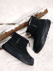 CAMEL CROWN Zapatos de algodón con forro polar, cálidos y a prueba de golpes, para hombre. Botas de nieve casuales para exteriores con suela gruesa y cómoda - Negro - Ver 3