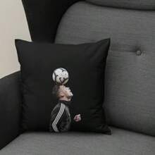 Cojin Almohada |   Balon Fondo Negro | con Relleno Decorativo Poliester Suave Hogar | Listo para Usar Diseo Artistico Durable | Futbool Deportes (con Relleno) (50x50cm) - 50x50cm - Ver 4