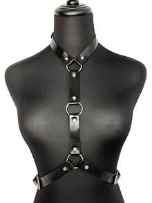 1pc Women's PU Leather Chest Harness Sexy Lingerie Accessory, Cosplay Item - Black - View 3