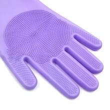 Dishwashing Gloves Kitchen Scrubbing Silicone Cleaning Gloves Heat Insulation Wear-Resistant Kitchen Household Cleaning Gloves - A Pair Of Blue - View 4