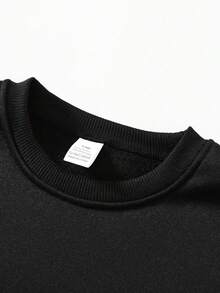 Snoopy Authorization,Snoopy Silhouette Cartoon Sticker Graffiti Print Modern Punk Crewneck Sweatshirt, Autumn And Winter Children's Fleece Sports Sweater, Suitable For Boys And Girls For Daily Commuting, School, And Casual Sportswear.  Long-Sleeved Top, Perfect For Holiday Parties, Outdoor Activities, And Travel. - màu đen - Xem 4