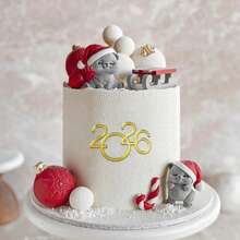 1pc/3pcs/6pcs Happy New Year & Merry Christmas Gold Acrylic Cake Toppers, Suitable For New Year Party And Christmas Cake Decoration