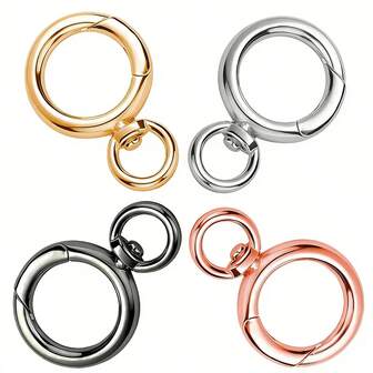8 piezas Llaveros de anillo de primavera, anillos redondos de aleación metálica, adecuados para accesorios DIY, portallaves, extensores de cadena