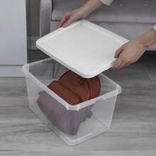 ICUTE-ICUTE- Small Storage Bin, 20 Quart Clear Plastic Storage Container With  Lid, White - 1 - View 4