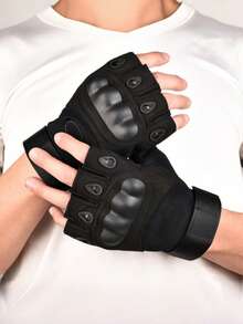 1pair Men's Half-Finger Tactical Gloves For Outdoor Cycling, Sports, Anti-Slip, Wear-Resistant, Climbing, Fitness, And Training - Multicolor - View 3