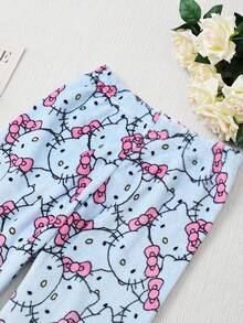 SANRIO Cute Casual Home Pants/Sleepwear, Cartoon Anime Printed Velvet Warm Pants, Women's Sleepwear Bottom Home Wear, Soft Cloud Like Fabric Healing Series, Soaring Happiness At Home, Fashionable Party Gifts, The Best Gift For Friends, Girlfriends And Couples In The New Year - Dusty Blue - View 5