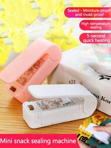 1pc Mini Food Sealer Machine, Portable Household Plastic Bag Sealing Device, Moisture-Proof & Fresh-Keeping - Multicolor - View 3