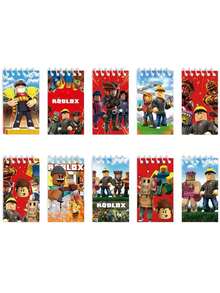 10pcs Cartoon Sandbox Game Character Steve Alex Children's Writing Notebook, Spiral Bound Creative Planner Notebook, Holiday Gift - Multicolor - View 1