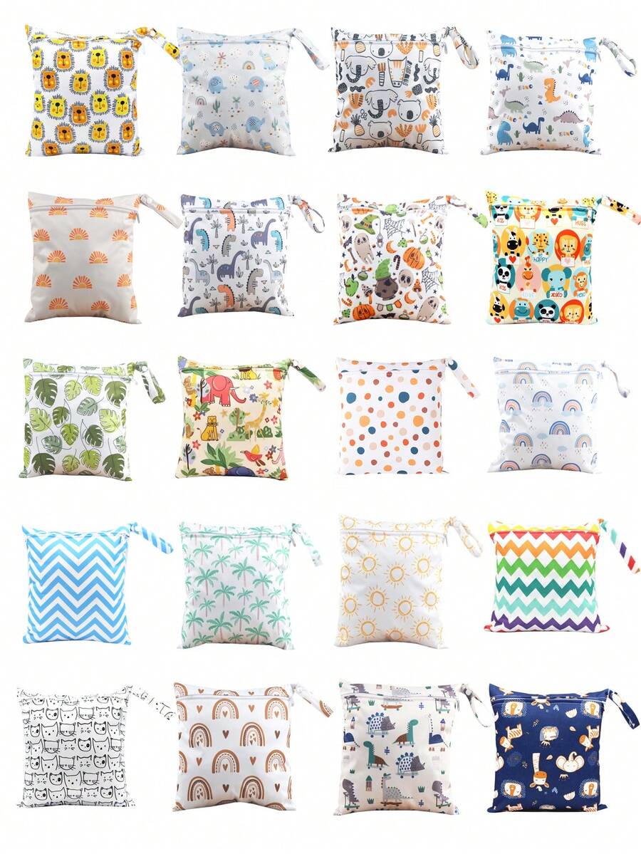 2个随机颜色防水湿袋，可水洗，可重复使用，适合旅行、海滩、游泳池、脏运动服、湿泳衣、洗漱用品等。 - 彩色 - 查看 1