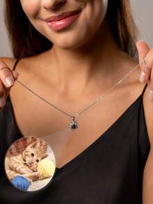 Customized Photo Necklace, Stainless Steel Box Chain Personalized Projection Necklace, Memorial Gift, Pet Memorial Jewelry With Embedded Photo, Fashionable & Minimalist Women's Jewelry, Ideal Gift For Girlfriend, Best Friend, Birthday, Anniversary, Party, Graduation, Wedding, Any Holiday - Valentine's Day, Mother's Day, New Year, Christmas