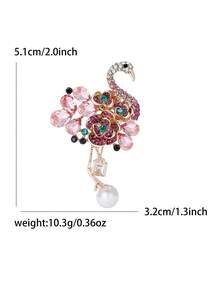 奢华水钻火烈鸟胸针 - 鸟类动物胸针，男女皆宜，休闲派对珠宝配饰/朋友礼物徽章装饰 - 火烈鳥 - 查看 6