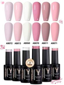 YOKEFELLOW TPO-Free & HEMA-Free 6pcs Gel Nail Polish Set, 10ml Pink White Nail Gel Polish All Season Cute Sweety Pink Nails Soak Off UV LED For Nail Art Salon DIY & As A Gift - Multicolor - View 9