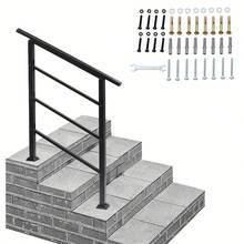 Matte Black 1-3 Steps Adjustable Straight Handrail Garden Stair Handrail - Straight Handrail - View 4