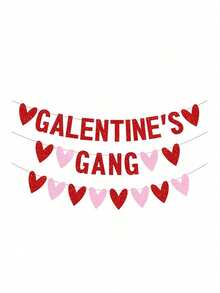 1pc Heart-Shaped Galentine's Gang Banner, Glitter Letter Party Decor For Fireplace, Porch, Party Supplies, Valentine's Day, Girls Welcome Sign, Festive Atmosphere Decoration, Holiday Party - Multicolor - View 6