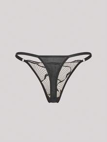 2 件女士黑色刺绣蕾丝性感内衣套装，半透明设计俏皮可爱文胸和内裤，圣诞节和万圣节礼物