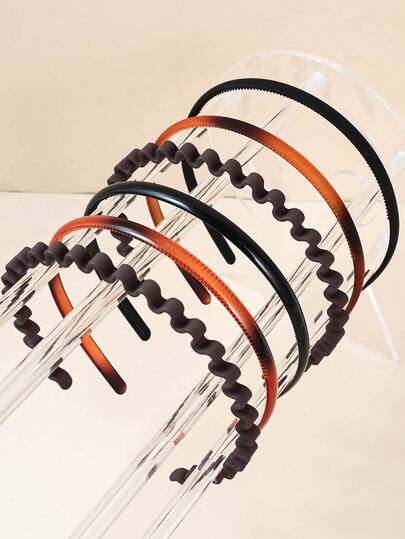 3/4/6 件装女童塑料细发圈，简约素色带齿发箍，适合女孩 DIY - 发圈齿梳发带发饰，日常使用