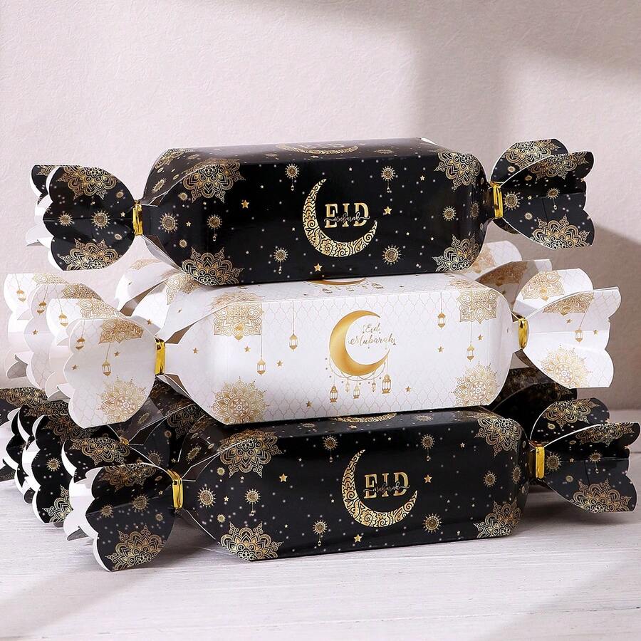 20个/包 月牙形黑色、金色、白色箔纸糖果礼盒，节日派对DIY烘焙饼干、糖果、巧克力包装纸盒套装 - 彩色 - 查看 1