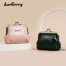 New Baellerry Women's Coin Purse, Korean Style, Made Of Oil Wax Leather, Simple And Fashionable, INS Style Kiss-Lock Bag. - 黃色 - 查看 9