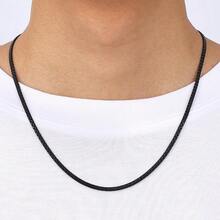Fiusem Black Flat Box Chains For Men, 3/5mm Stainless Steel Chain Necklace, Necklaces For Men And Women 16-28 Inches - 黑色3MM - 查看 10