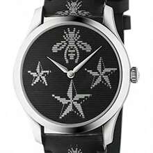 Gucci G-Timeless 时尚蜜蜂图案石英女表，黑色皮表带搭配多色圆形表盘，休闲百搭，适合日常佩戴、派对装扮，也是送给她的节日礼物。 - 黑色 - 查看 4