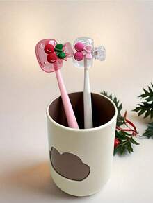 2pcs Cherry Pattern Portable Toothbrush Cover, Cute Cherry Design In Transparent White And Red, Travel Toothbrush Storage Box, Portable Toothbrush Head Protector, Toothbrush Storage Clip, Toothbrush Protector Cover, Protect Toothbrush Head, Portable Design Easy To Carry, Dust-Proof Toothbrush Head Cover Suitable For Travel, Best Gift For Couples, Friends, Family, Teachers, Travel Lovers, Essential For Home And Dorm - Multicolor - View 6
