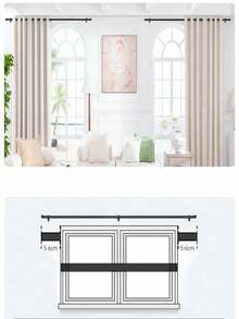 1pc Black Curtain Rod Set With Brackets, Adjustable Length, Metal Curtain Rod Set, Includes Easy Installation Brackets, Modern Minimalist Decor Style, Matte Black Design, Suitable For Sheer Curtains/Shower Curtains - Multicolor - View 3