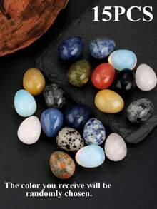 5/10/15/25颗天然减压石，大型抛光矿物蛋形水晶，口袋掌心脉轮蛋形水晶，缓解焦虑冥想平衡精神，复活节装饰（随机） - 彩色 - 查看 8
