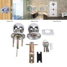 4 piezas perilla de puerta con llave para puerta de recámara con llaves, perilla de puerta de acero inoxidable con cerradura y llave, manija de puerta de bola con llave con cerradura y llave - Plateado - Ver 5