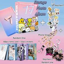 Kpop粉丝周边，Maniac/TT男团，Tomorrow X Together，Kpop男团周边套装，5件套礼盒包含：1个卡套+55张随机卡片+60张卡片+32张贴纸，学生证卡套，返校礼物套装，圣诞礼物 - 彩色 - 查看 12