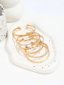 Pulsera minimalista de estilo bohemio vintage con diseño geométrico en capas, accesorio versátil para uso diario y fiestas, excelente artículo de regalo - Amarillo Oro - Ver 2