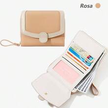 Carteras de Mujer, Triple Lindo Monedero Pequeo con Bolsillo para Moneda - Billetera Dama Tarjetero Bloqueo RFID Tarjetas Crdito con Presilla y Cremallera Rosa - Rosa - Ver 7