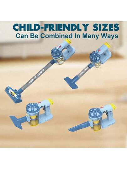 1 Set Kids Vacuum Cleaner Toy Set, Electric Mini Vacuum Cleaner Toy Set, Children's Cleaning Role Play Toy, Realistic Suction, Simulated Real Sound, Child-Friendly Size, Suitable For Children 3+ Years Old, Ideal Gift For Birthday, Halloween, Christmas