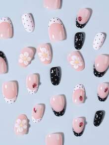 Bộ 24 miếng dán móng tay gel 3D hình oval ngắn, thích hợp cho các thiết kế nghệ thuật móng hoa, chấm bi và bọ rùa, kích thước ngắn phù hợp với đầu móng acrylic, bao gồm 1 miếng gel dẻo và 1 dũa móng, lý tưởng cho công việc hàng ngày, tiệc tùng, kiểu móng Pháp và các kiểu móng mùa hè. - Nhiều màu - Xem 3