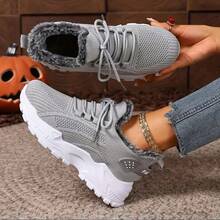 Breathable Mesh Sneakers] Lightweight Breathable Mesh Sneakers - Non-Slip EVA Sole, Comfortable Ankle Support, Lace-Up Low-Top Running & Tennis Shoes For Men And Women, Retro Style, All-Season Wear, Fitness Wear - Màu xám dày dặn và được nâng cấp - Xem 3