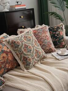 1 pieza Funda de almohada de jacquard floral, estilo vintage americano country para decoración de sala de estar y sofá, extraíble y lavable, adecuada para sala de estar, dormitorio, balcón, jardín, exterior, decoración de automóvil (selección de multicolor) - Multicolor - Ver 5