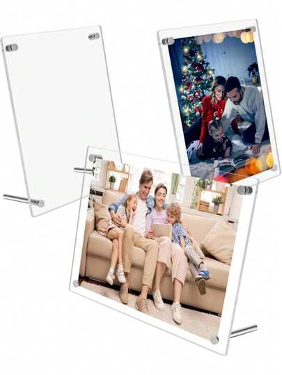 1pc Acrylic Clear Photo Frame, Transparent Display Stand For Postcards And Photos - Ideal For Home & Office Decor - Horizontal Or Vertical Acrylic Frame With Stand, Gift For Birthday, Graduation