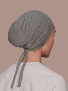 FADZOYLE 1pc/3pcs Women Solid Color Under Scarf Hat Hijab Drawstring Adjustable Undercap Islamic Muslim Under Scarf Hijab Cap With Tie-Back Closure Daily Wear Headband Soft Abaya Women Veil - Multicolor - View 8