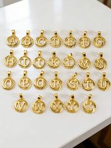 MECYLIFE 1pc Letter Pendant Necklace, Minimalist Versatile Letter Charm Necklace For Women, Everyday Jewelry - Yellow Gold - View 9