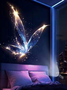 水晶梦幻蝴蝶USB供电智能灯，360度可调，卧室装饰氛围LED投影灯，可用于墙壁、天花板、地板等场景投影照明，适合作为精致小礼物或情人节礼物赠送。 - 黑色 - 查看 13