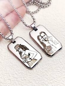 Customized Fashion Photo Necklaces - Square Buckle With Slanted Edge, Thick Style - View 9